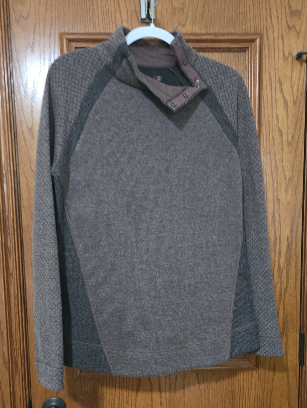 Prana Woman's Brown Crewneck Mock-Snap Sweater